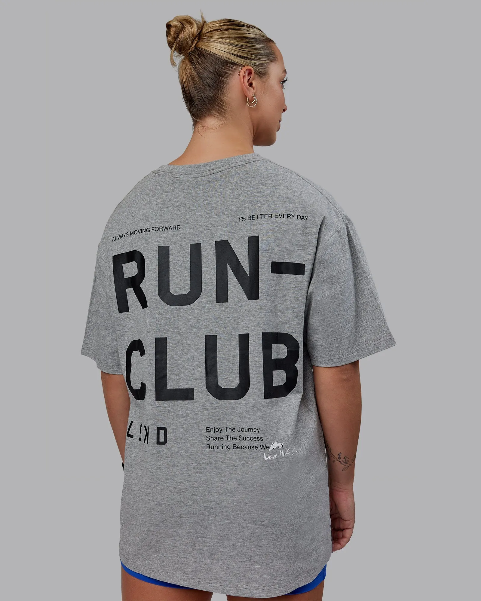 Unisex Love The Run FLXCotton Tee Oversize - Lt Grey Marl-Black