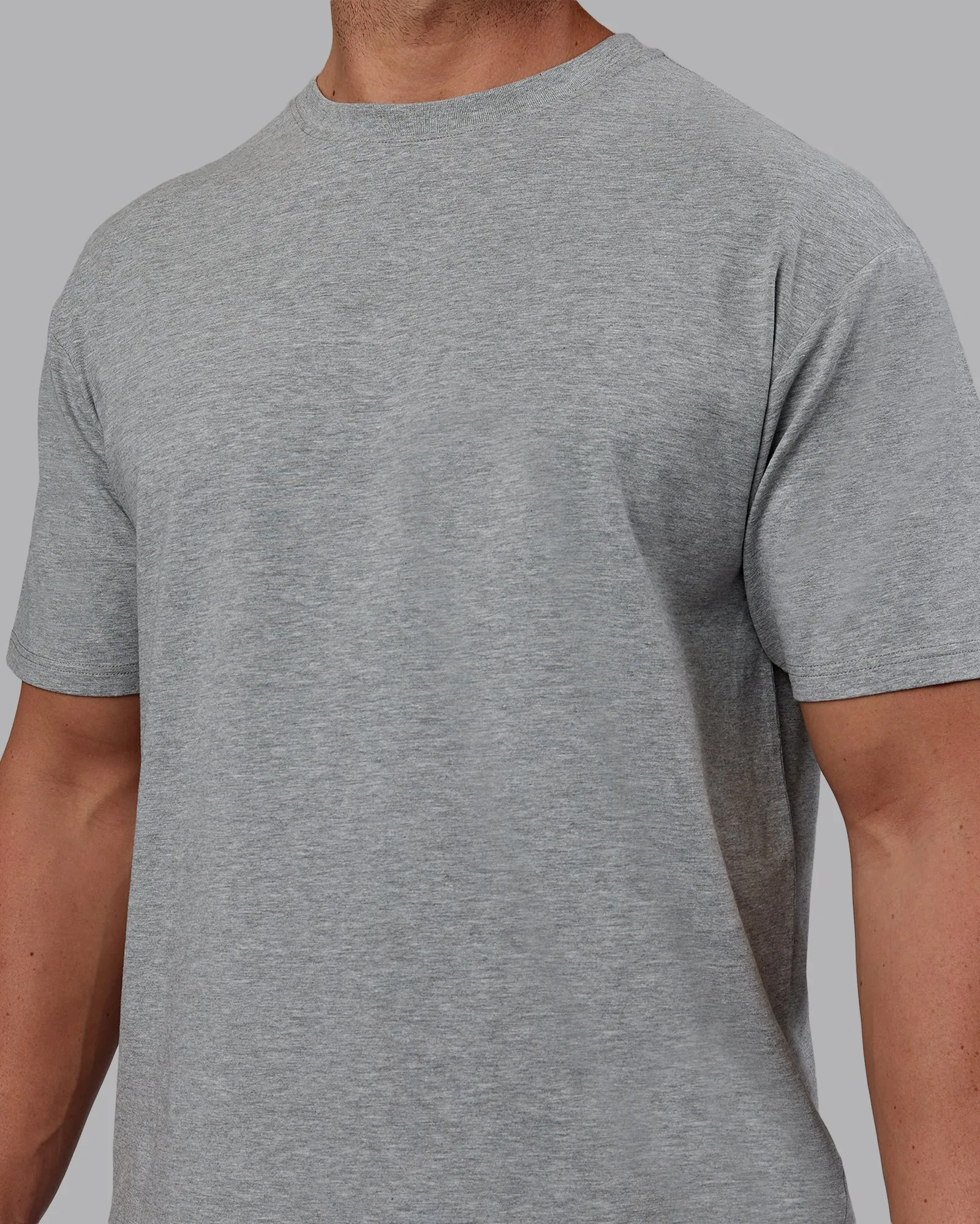 Unisex Love The Run FLXCotton Tee Oversize - Lt Grey Marl-Black