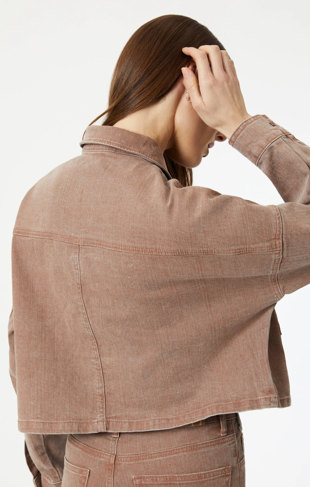VIVI CROP LONG SLEEVE SHIRT IN ROSE NATURAL DYE