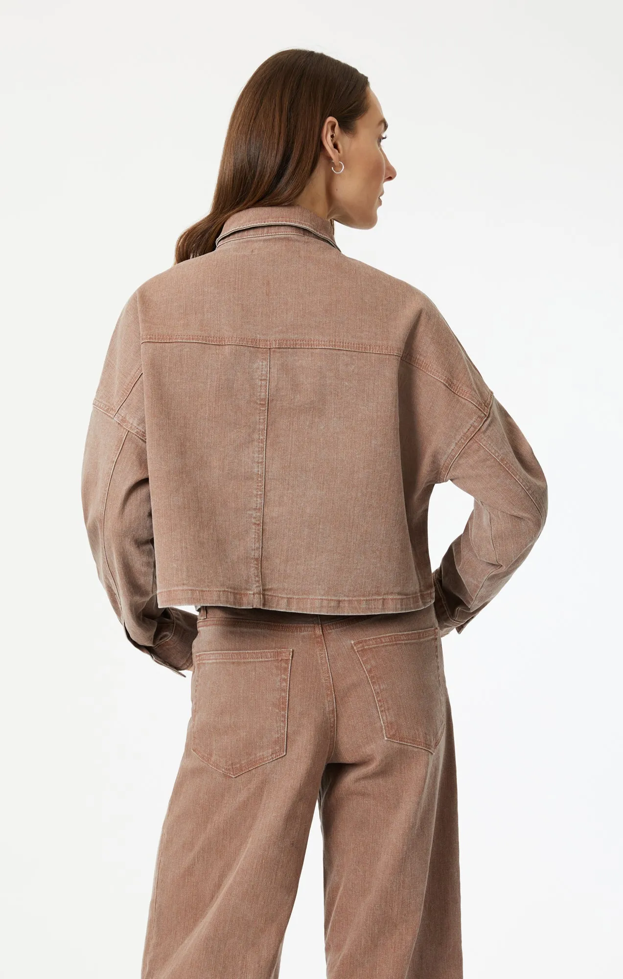VIVI CROP LONG SLEEVE SHIRT IN ROSE NATURAL DYE