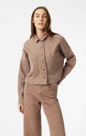 VIVI CROP LONG SLEEVE SHIRT IN ROSE NATURAL DYE