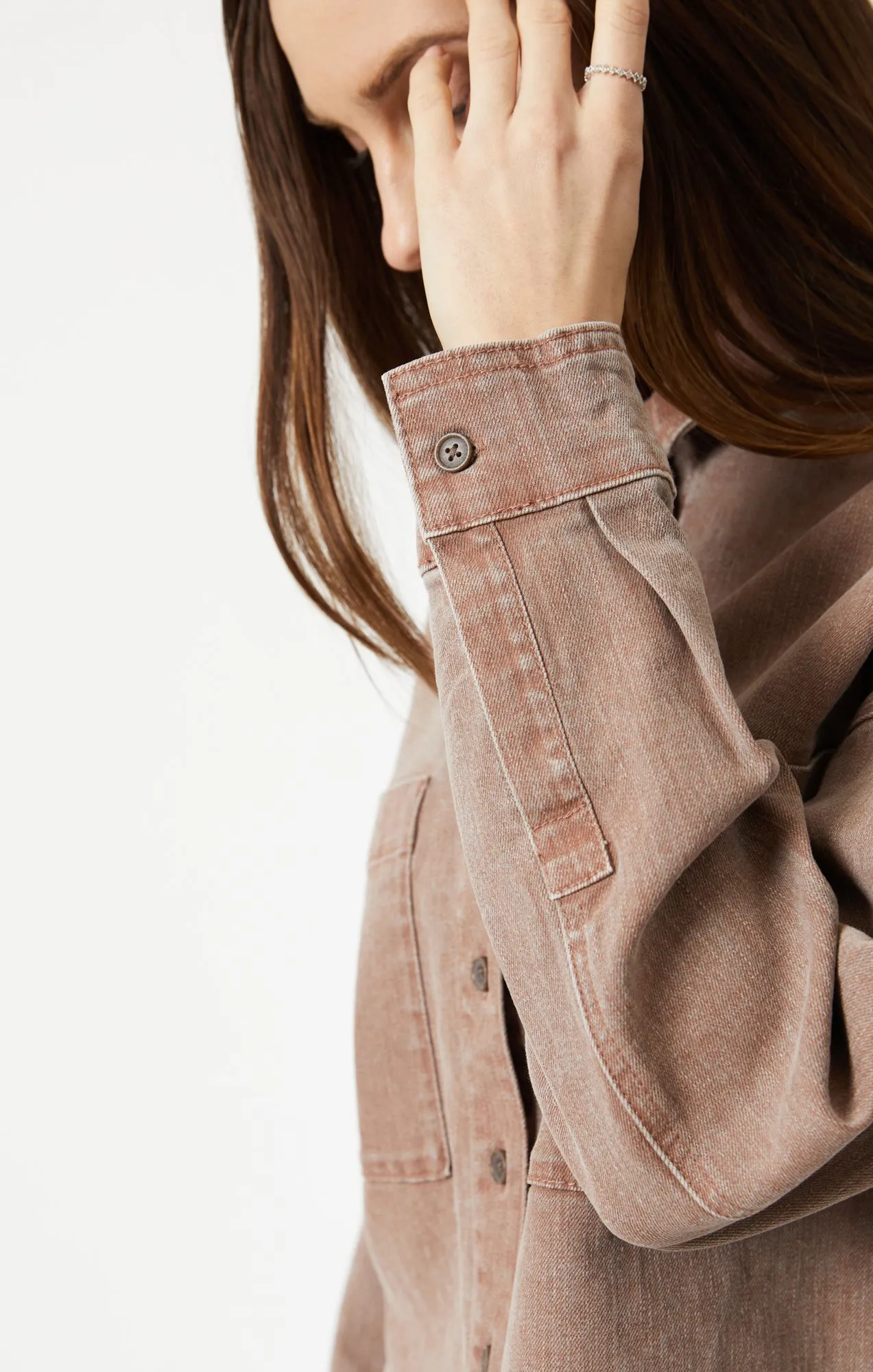 VIVI CROP LONG SLEEVE SHIRT IN ROSE NATURAL DYE