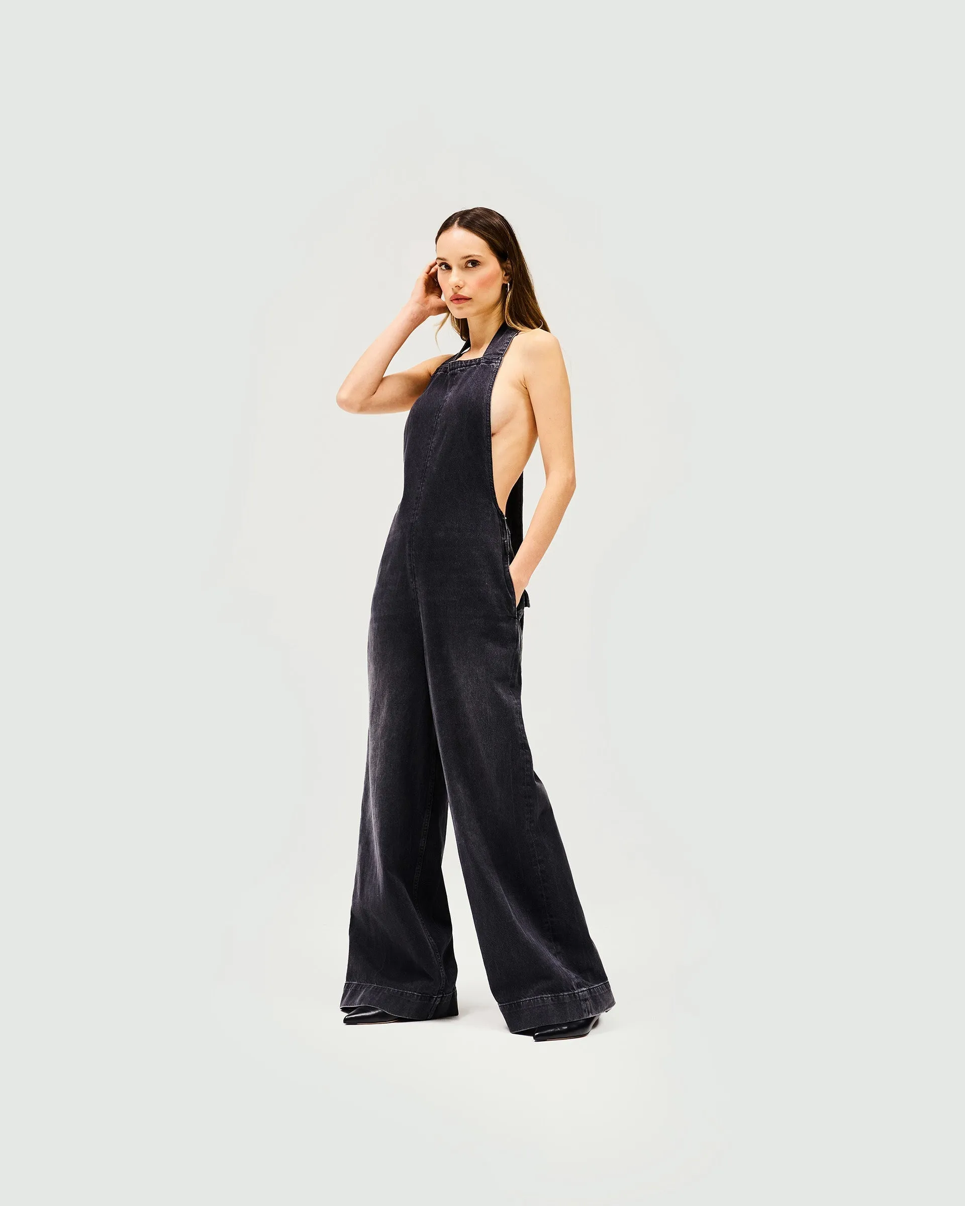 Voltage Denim Jumpsuit - Washed Black