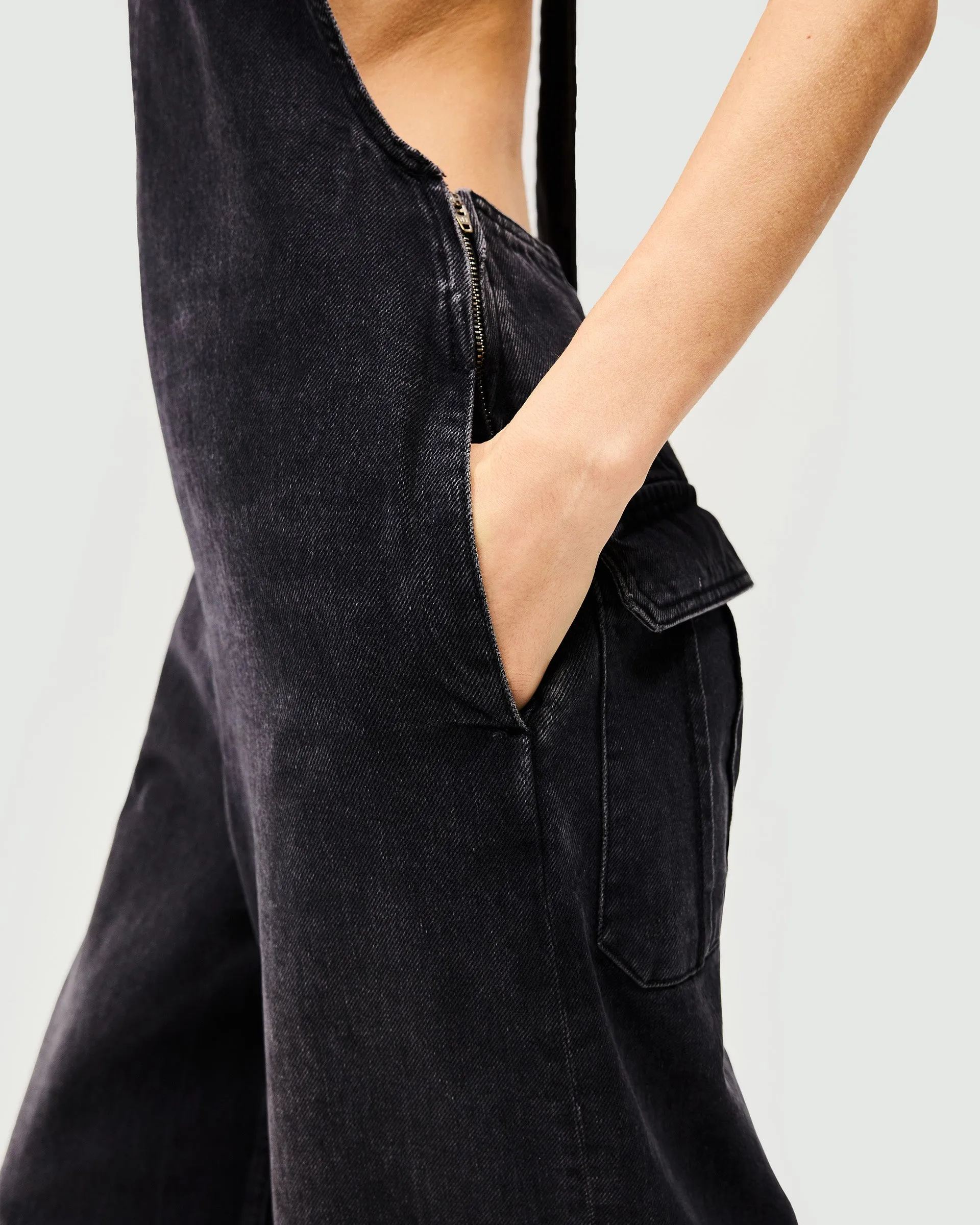 Voltage Denim Jumpsuit - Washed Black
