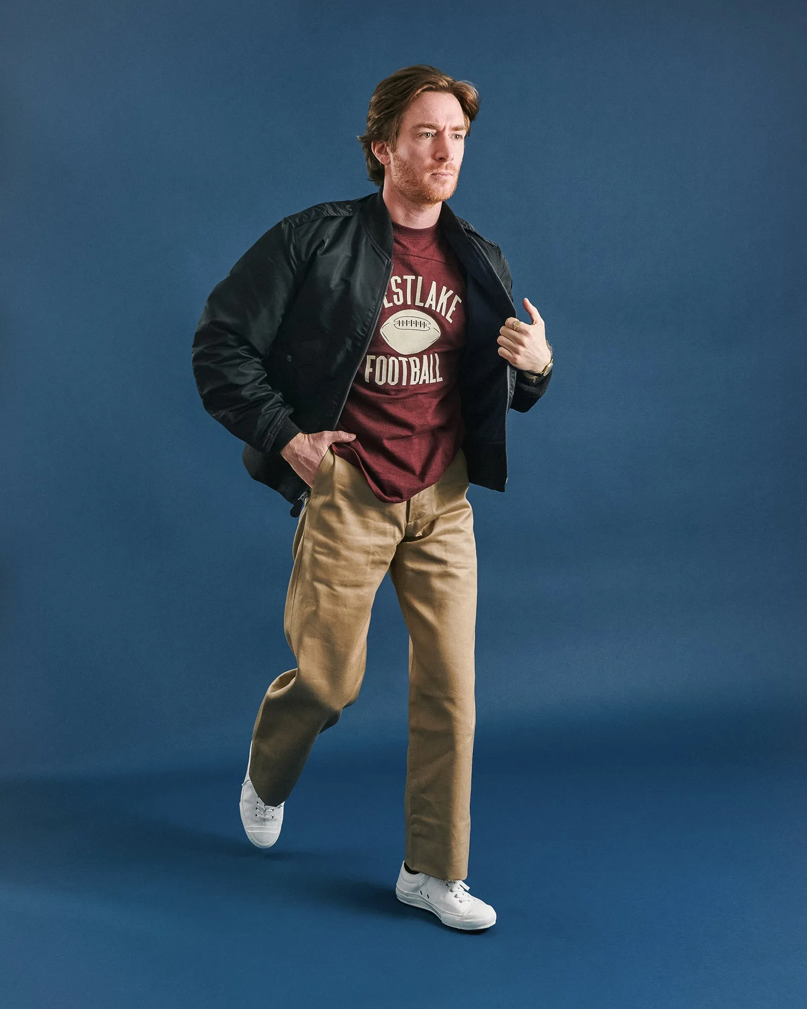 Warehouse & Co 4063 'West Lake' 3/4 Sleeve Football Tee - Bordeaux