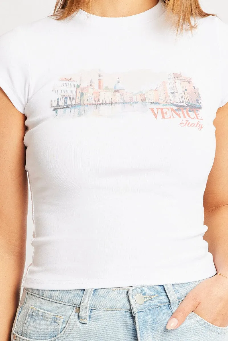White Graphic Tee Short Sleeve