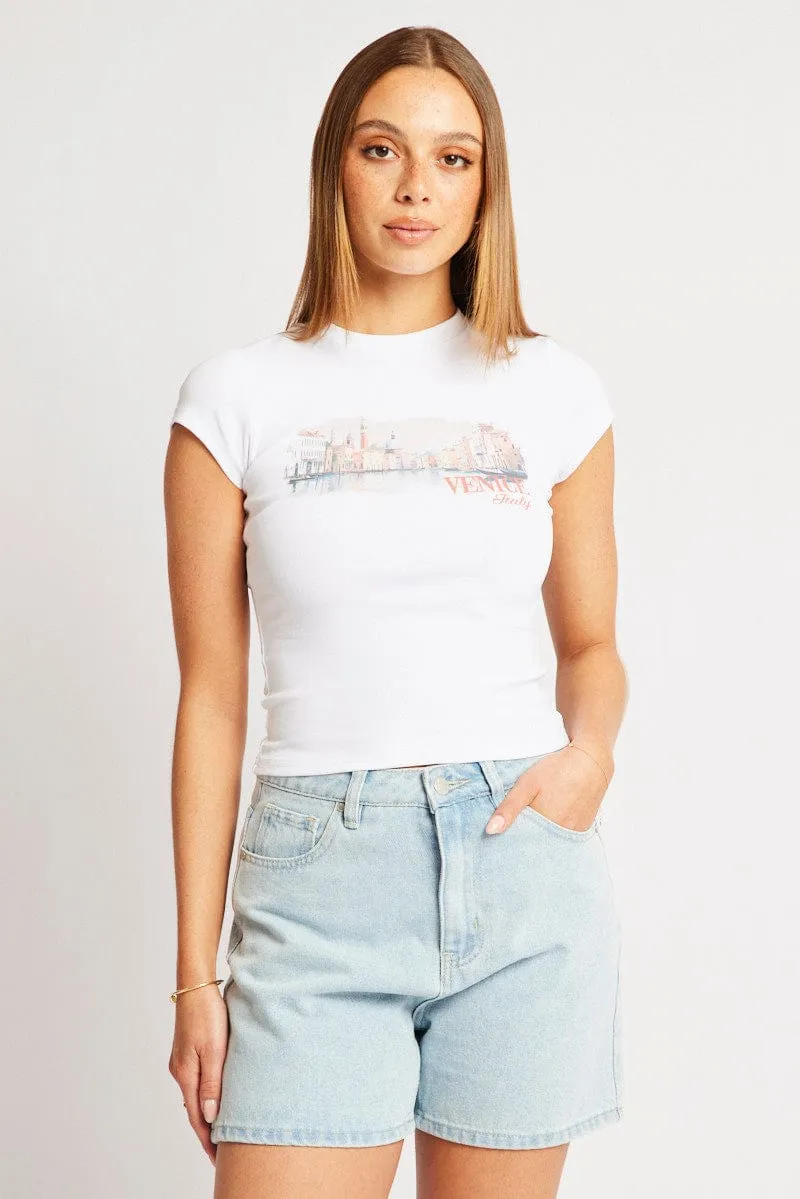 White Graphic Tee Short Sleeve