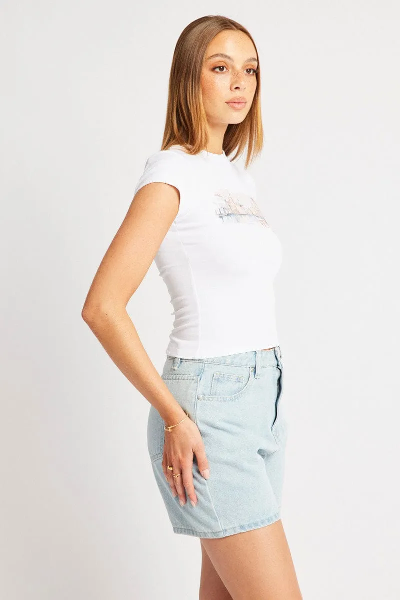 White Graphic Tee Short Sleeve
