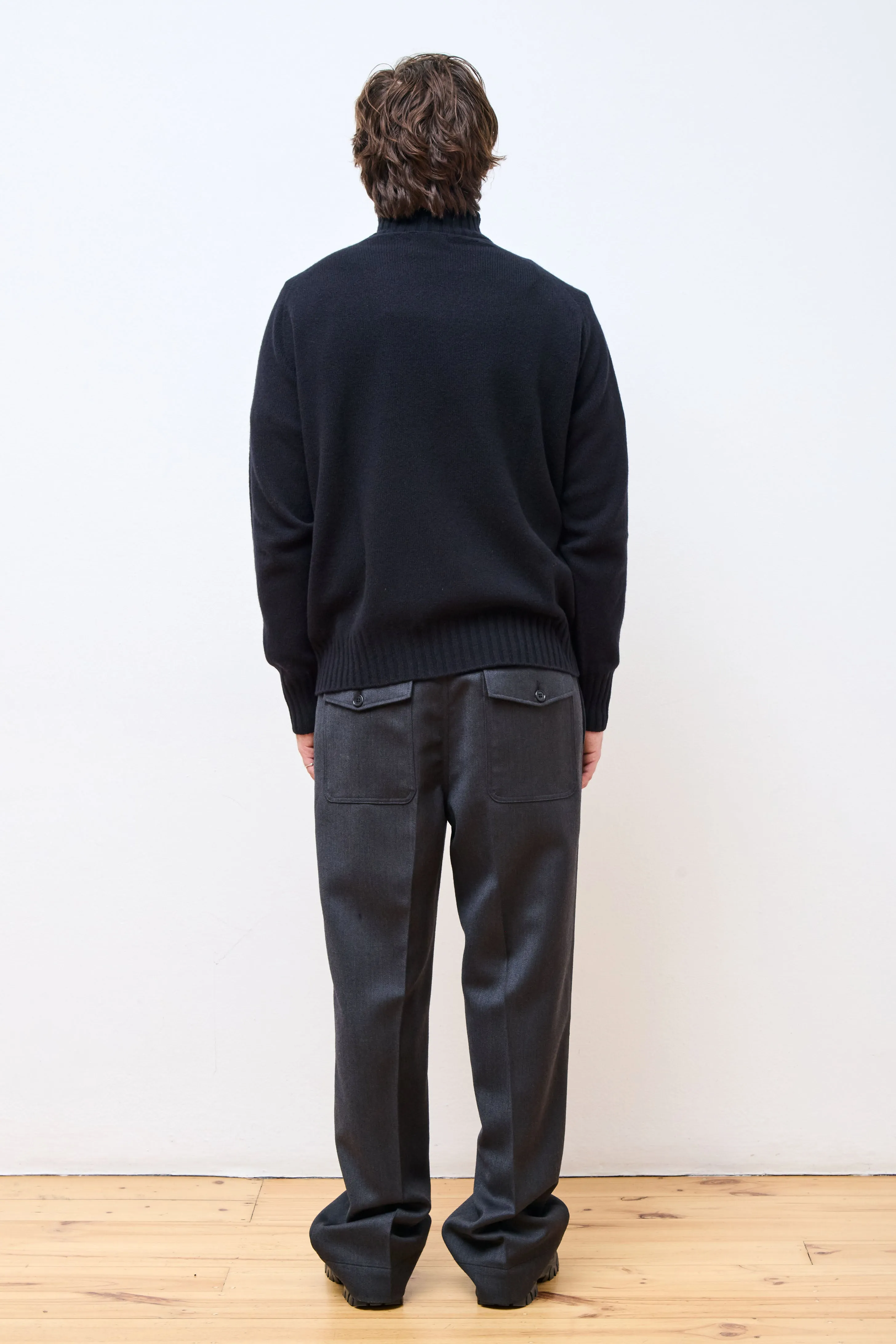 Wide Roll Neck Dark Navy Twist