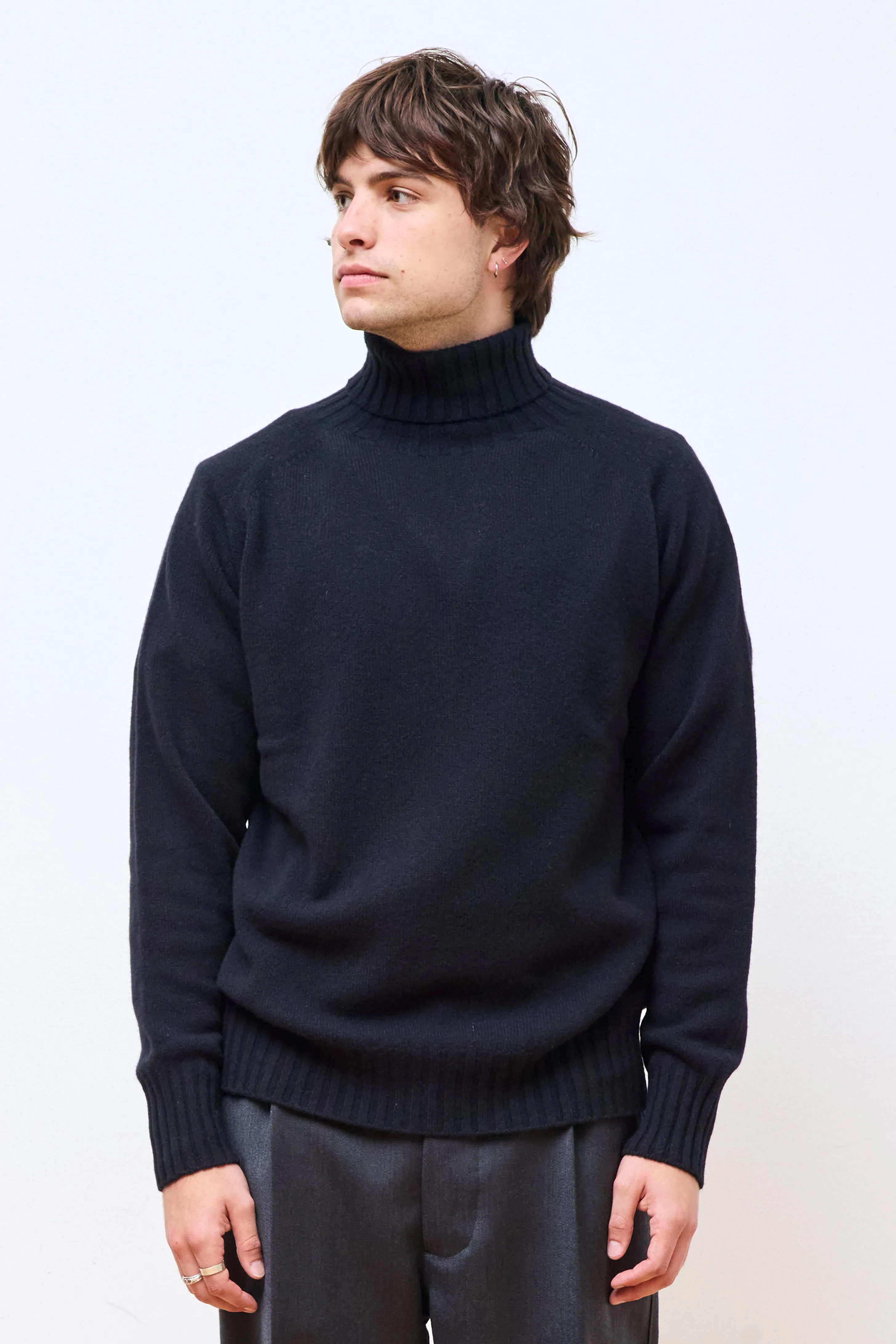 Wide Roll Neck Dark Navy Twist