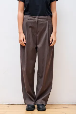 Wide Tuck Pants Brown