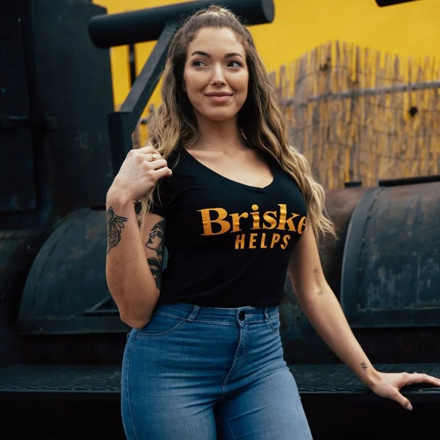Women's Brisket Helps V-Neck T-Shirt - Black