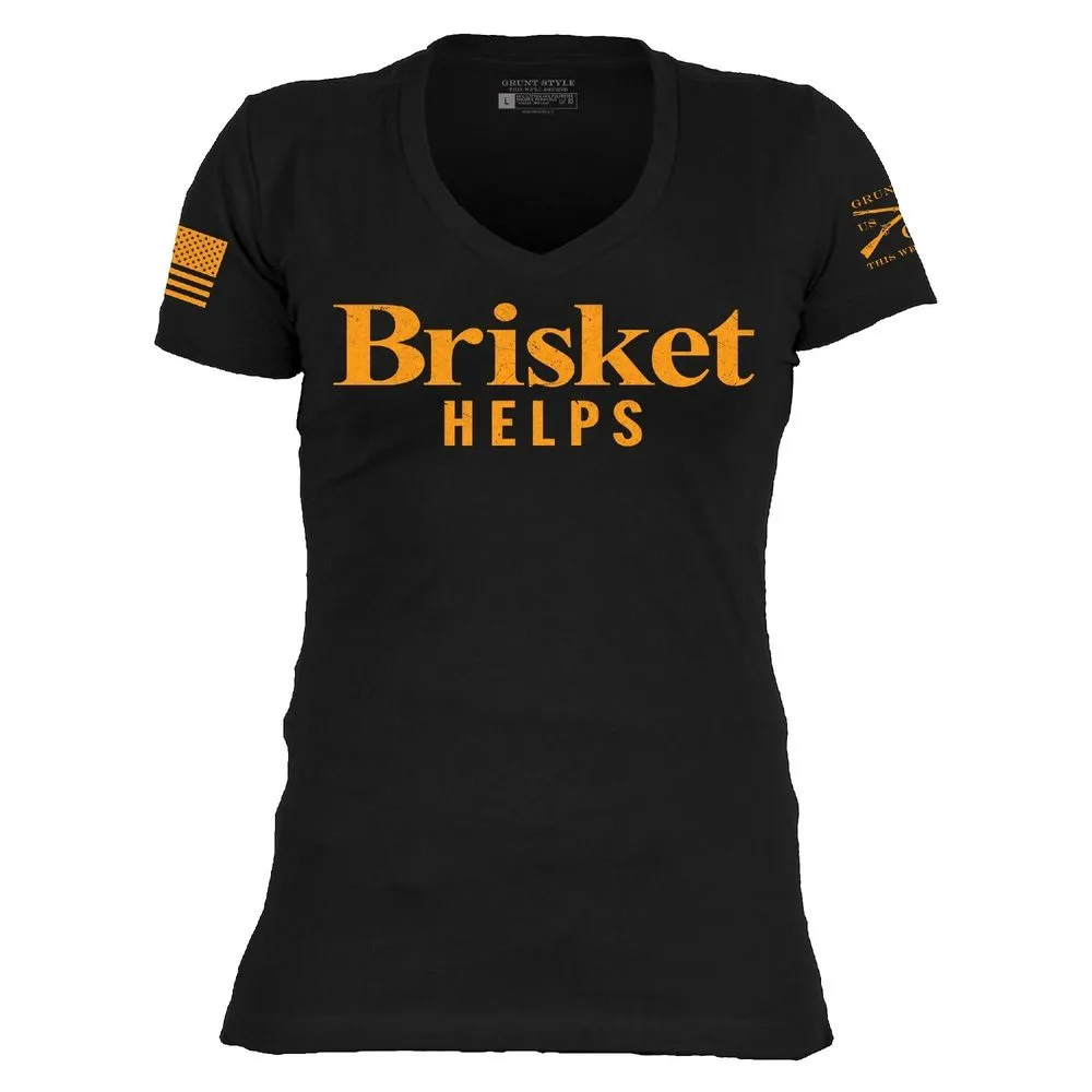 Women's Brisket Helps V-Neck T-Shirt - Black