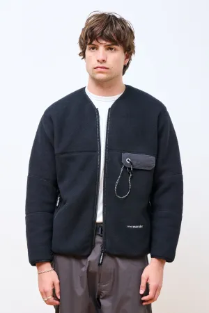 Wool Fleece Cardigan Black