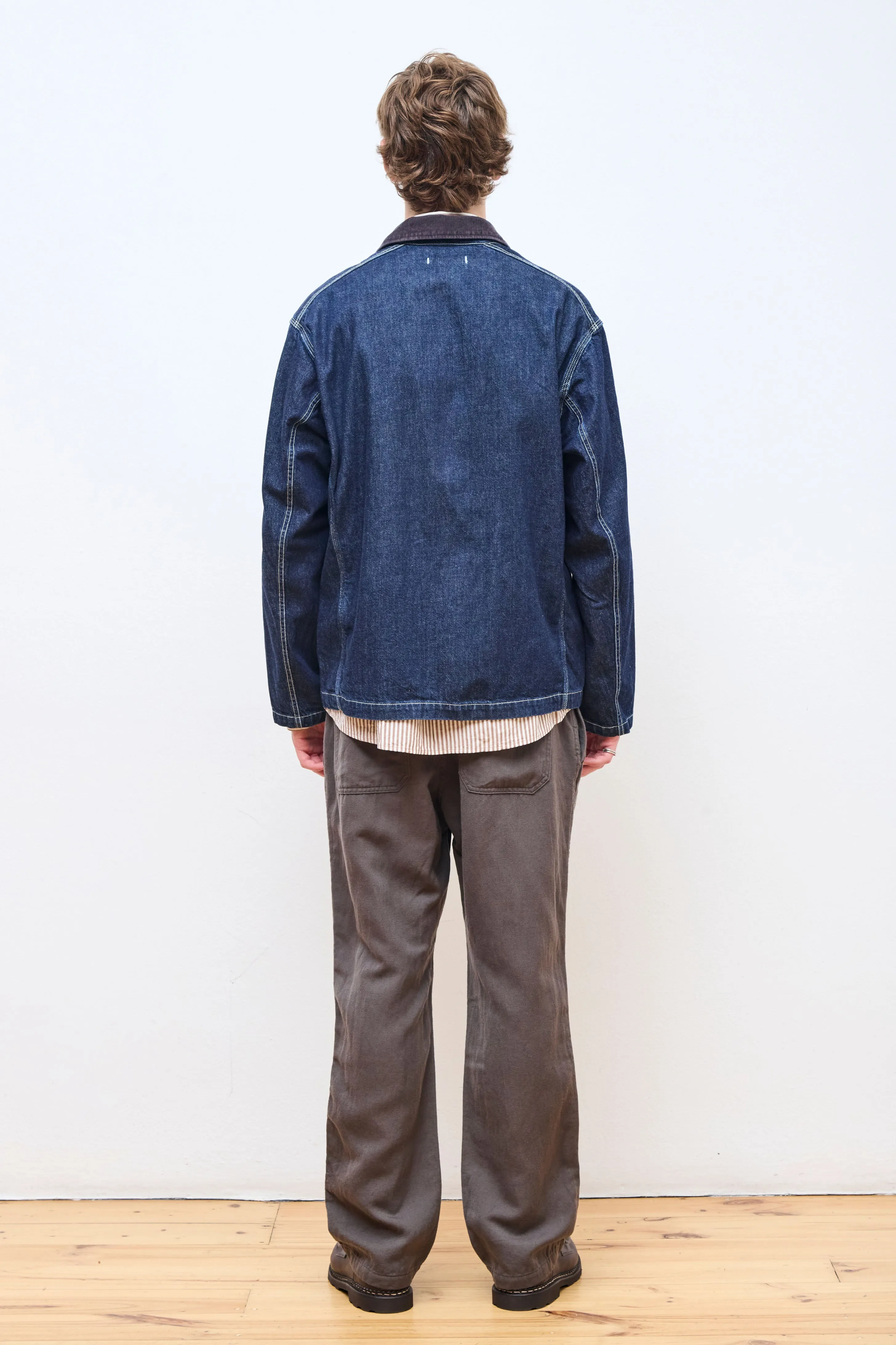 Worker Jacket Raw Denim Indigo/Brown